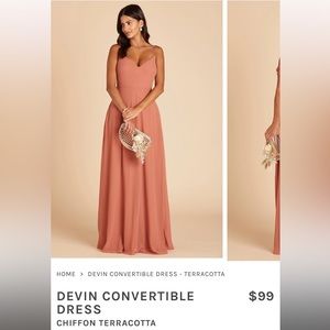 NWT Terracotta Birdy Grey Devin Bridesmaid Dress in Chiffon